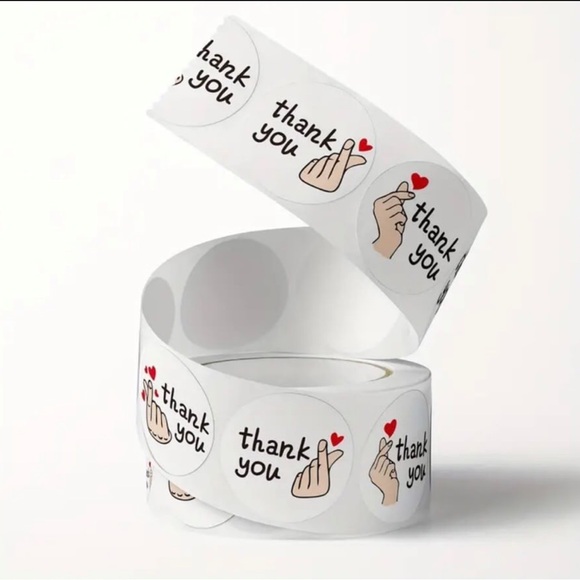 (39) Roll of 500 Heart “Thank You” Stickers, Business or Personal - Picture 4 of 6